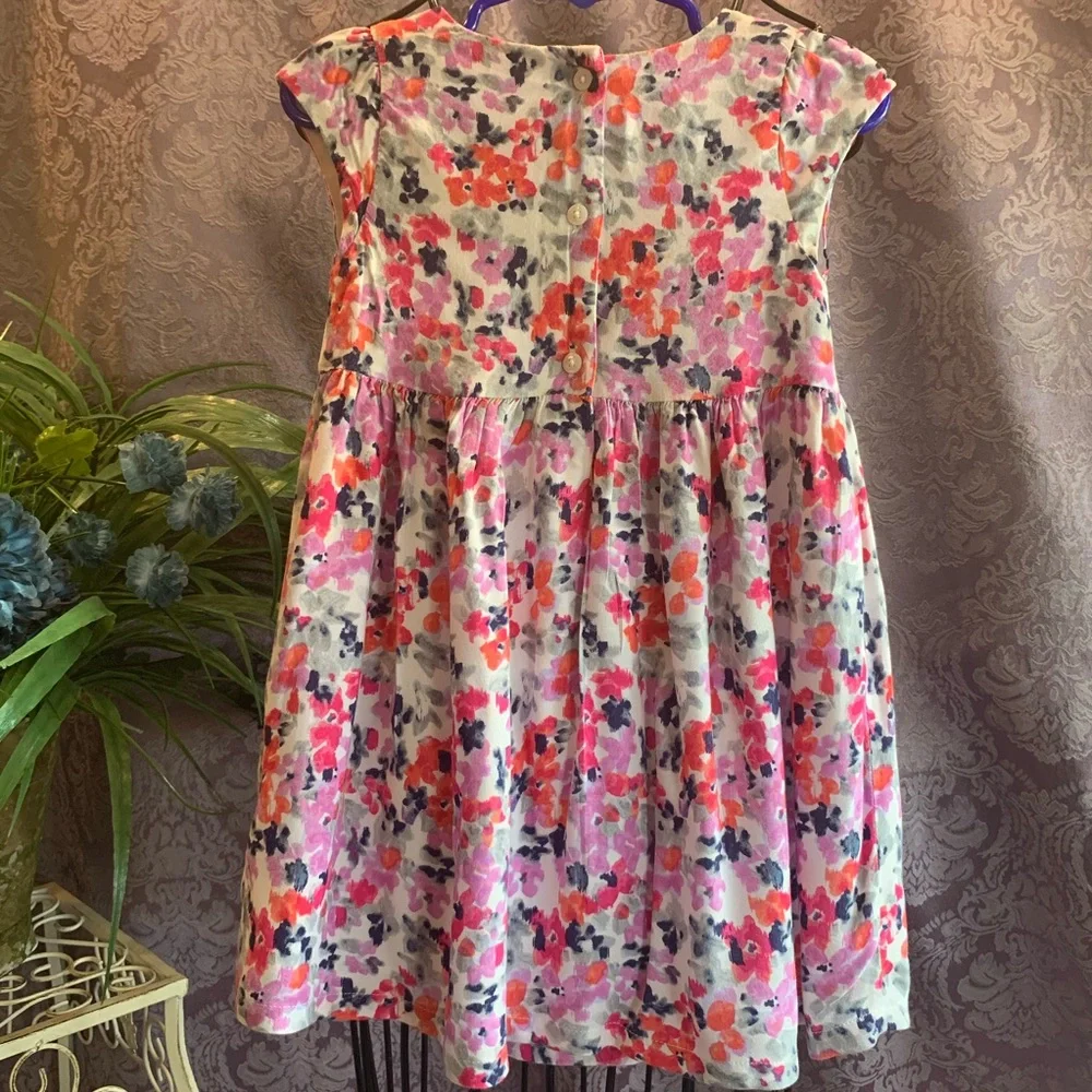 Gymboree Floral Dress Capped Sleeve Lined Rayon Cotton